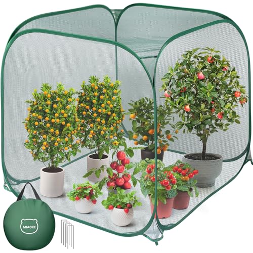 Pop Up Mesh Plant Cover, 35x35x38'' Garden Netting for Insect Protection - color: Green, size: 1 piece