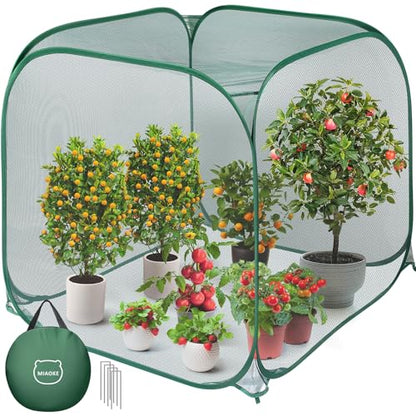 Pop Up Mesh Plant Cover, 35x35x38'' Garden Netting for Insect Protection - color: Green, size: 1 piece
