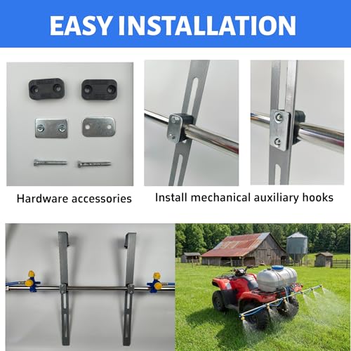 6 Nozzle ATV Sprayer Boom Wand Kit, 122 Inch Foldable Spray Boom, Stainless Steel, Adjustable Spray Pattern with 2 Hooks for ATV UTV Farm
