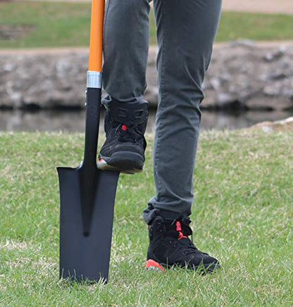 Ashman Drain Spade Shovel (1 Pack) - 48 Inches Long Handle Spade with D Handle Grip - Durable Handle with a Thick Metal Blade - Multipurpose Premium Quality Orange Shovel. - size: 1 Pack, style: Drain Spade Shovel