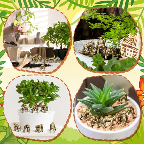Civaner 50 Pcs Mini Brass Figurines Small Gorilla Statue Mini Metal Animals - style: Gorilla