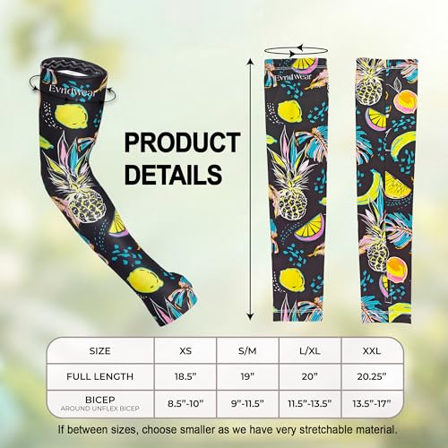 Evridwear Gardening Sleeves,UV Protection Cooling Arm Sleeve Women Men - color: Tropical Fruits, size: Large/Extra Large