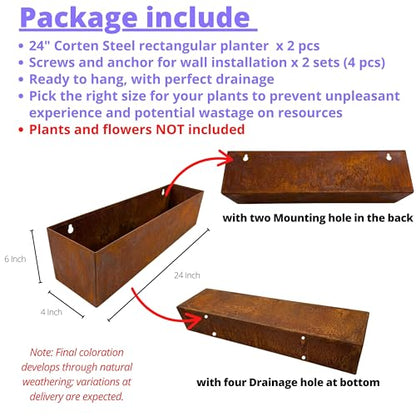 LaLaGreen Wall Planter for Outdoor (24in, 2 Pack) Wall Mounted Plant Holder - size: 24" x 2 Pack