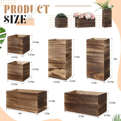 Ziliny 6 Pack Wooden Wall Planters Rustic Hanging Wall Planters, 5 Sizes - size: 5 Sizes