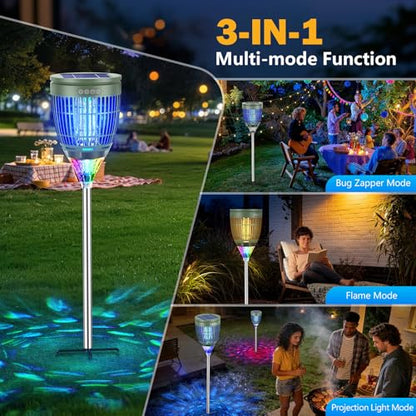 All‑in‑1 Solar Bug Zapper Outdoor, Electric Mosquito Killer Insect Trap - color: Green