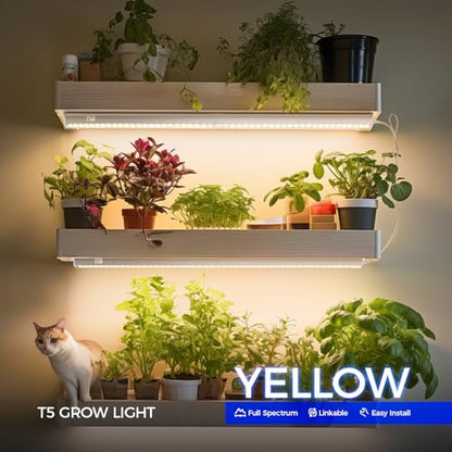 Barrina T5 Grow Lights, Full Spectrum, 2ft 80W (8 x 10W), Yellow, 8 Packs - color: Yellow, size: 2ft-white Cover