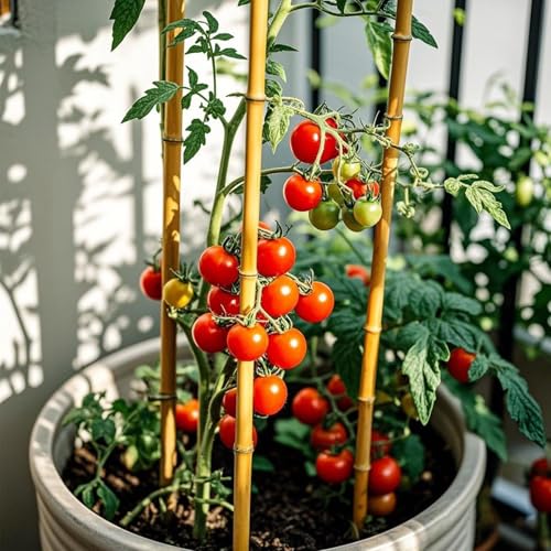 Plant Stakes, 4FT Natural Bamboo Garden Stakes, 25Pcs Bamboo Plant Stakes,Bamboo Sticks for Tomato,Beans,Vegetable and Climbing Plants - size: 4 Ft, 25 Pack