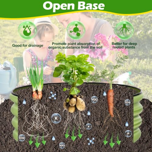 Angooni 2 Pack 2x2x1.4ft Galvanized Raised Garden Bed, Outdoor Planter Kit - color: Matcha Green, size: 2x2x1.4 FT (2 Pack)