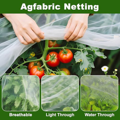 Agfabric Garden Netting Barrier Net, Bird Netting for Garden Trees Vegetable and Plants 6.5'x50', White - size: 6.5'x50'