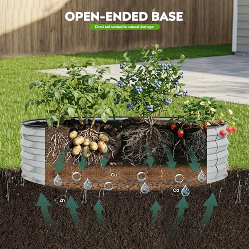 Round Raised Garden Bed, Garden Box 4x4x1ft, Silver, 2 pcs - color: Silver