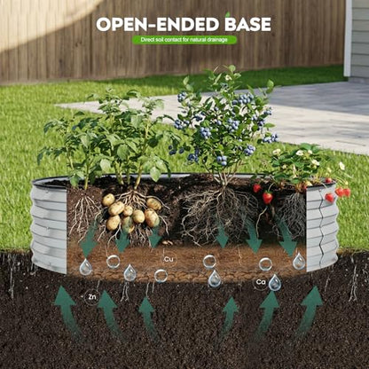 Round Raised Garden Bed, Garden Box 4x4x1ft, Silver, 2 pcs - color: Silver