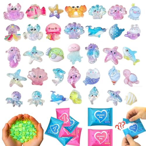 Ocean Animal Blind Bag Mini Resin Figures, Cute Cartoon Sea Creatures Mystery Pack for Kids & Teens, DIY Phone Case Charms, Craft Decorations, Party Favors & Collectibles - color: Ocean