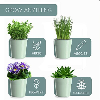 Barnyard Designs Indoor Herb Garden Planter Pots Set/3 (Soft Mint) - color: Soft Mint