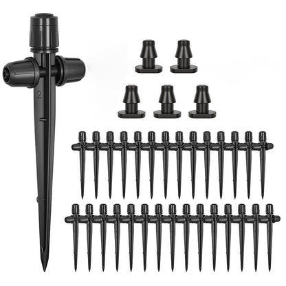 30Pcs 360° Adjustable Drip Drippers, Double Lock Emitters 1/4 Tubing - color: Black