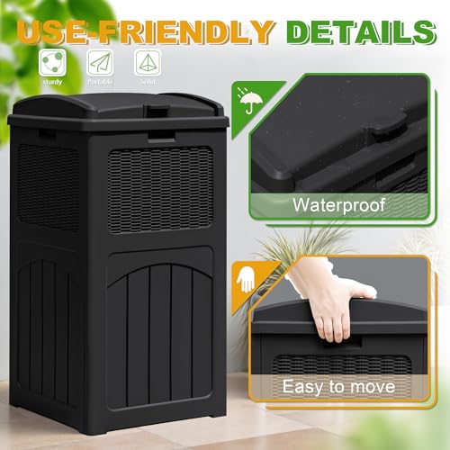 Greesum 2 Pack 33 Package Delivery Box for Outside, Waterproof Resin Garbage Bin with Lid for Hideaway, Deck, Patio, Black - color: Black, style: 2 Pack
