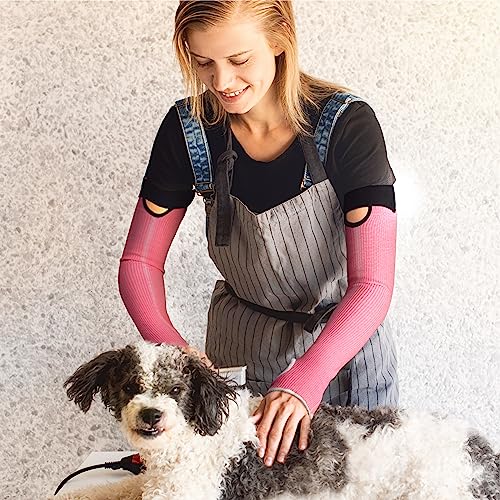 OriStout Cut Resistant Farmer Sleeves with Tumb Hole, Pink, 2 Pairs - color: Pink (2 Pairs) - Long, size: One Size