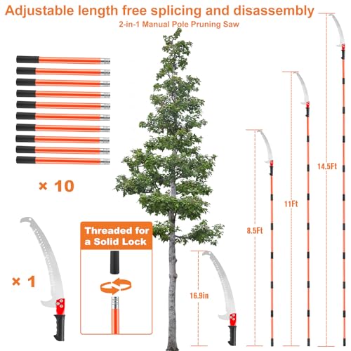 14.5FT Pole Saw for Tree Trimming Extendable Pruning Saw Trimmer