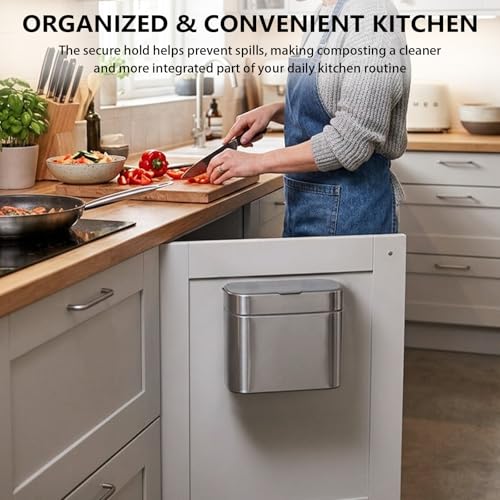 for Simplehuman Compost Caddy Mount - Under Cabinet Compost Bin Holder, French Cleat Kitchen Organization Solution, Easy Install, Space-Saving