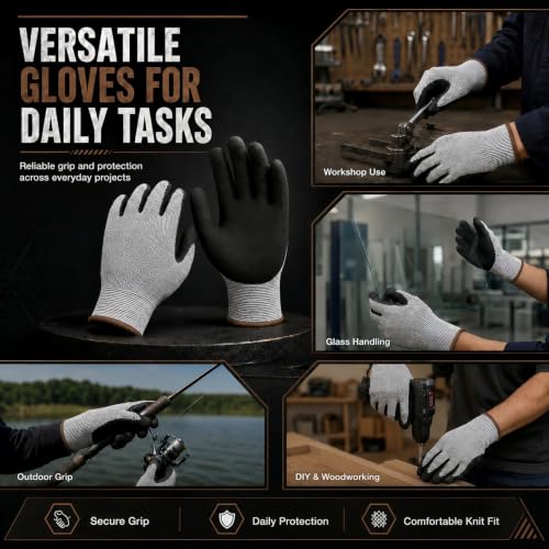 Level 5 Cut Resistant Work Gloves, Sandy Nitrile Grip, 1 Pair - color: Large(brown)