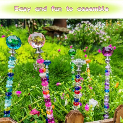 320Pcs Fairy Wand Garden Stake Beads Kit, Beaded Garden Stake Kit - color: Burst