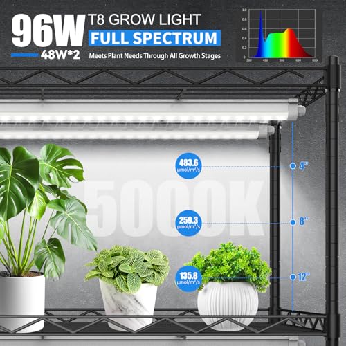 JESLED Waterproof T8 Grow Lights, 4FT 5000K Full Spectrum Daylight, 2Packs - size: 4FT×2P