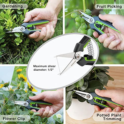 WORKPRO 2 Pack Garden Pruning Shears, 6.5" Small Hand Pruners with Sheath