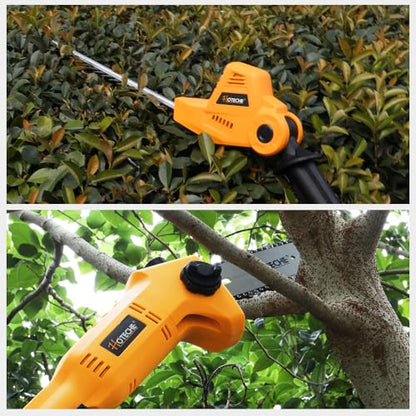 Hoteche 2-in-1 Telescoping Pole Saw & Hedge Trimmer | 500W/700W, 195-253CM, Orange-Black, Color Box