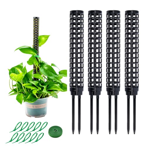Stackable Small Moss Pole for Monstera Pothos, Fillable Support - size: 4pack-small-black