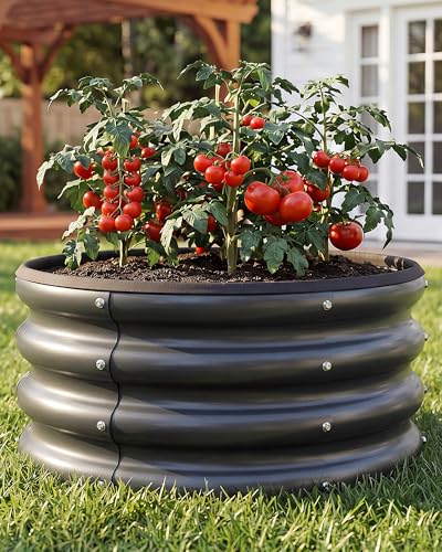 Round Raised Garden Bed, 3 Pack, 2 x 2 x 1 Ft, Black - color: Jett Black
