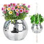9” Silver Disco Ball Planter with Hanging Rope, Hook - color: 1×9" Silver