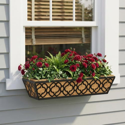 Y&M Deck Railing Planter Boxes, Adjustable Balcony Planter for Outdoor Plants, Metal Railing Planter Box for Deck, Fence and Porch, Window Boxes Outdoor, Sturdy Hanging Planter-24inch 2pcs - size: 2packs 24in-Flower