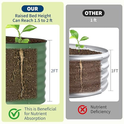 Garvee 2 Pack 4x2x2ft Galvanized Raised Garden Bed, Oval Metal Planter Box - color: Green-oval, size: 4x2x2ft 2pcs