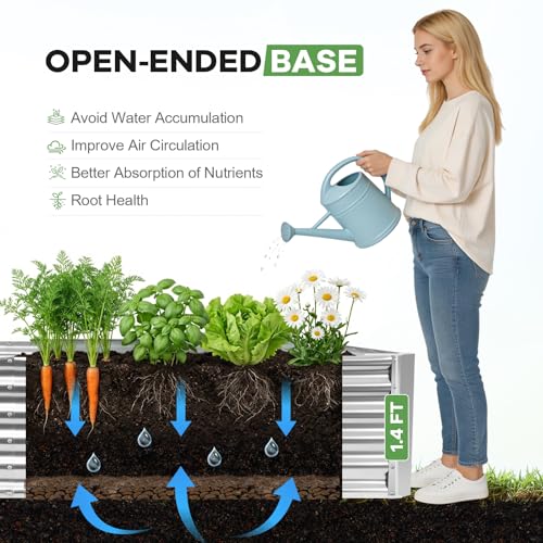 Galvanized Raised Garden Bed Kits, 8x4x1.4ft Planter Box Silver - color: Silver, size: 8x4x1.4ft (1pcs)