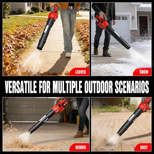 EWORK 20V 700CFM Cordless Leaf Blower with 2×4.0Ah Batteries and Charger