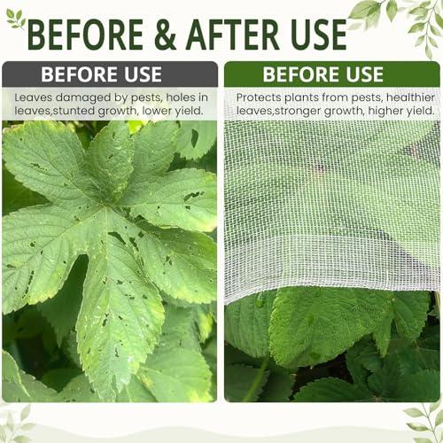 6.5Ft x 50FT Garden Netting, Fine Mesh Insect Netting for Plant Protection - size: 6.5Ft x 50Ft