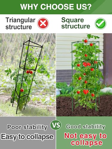 PAMASE 45x14.5x14.5in Square Tomato Cage for Garden, 3 Pack - style: 3 Pack