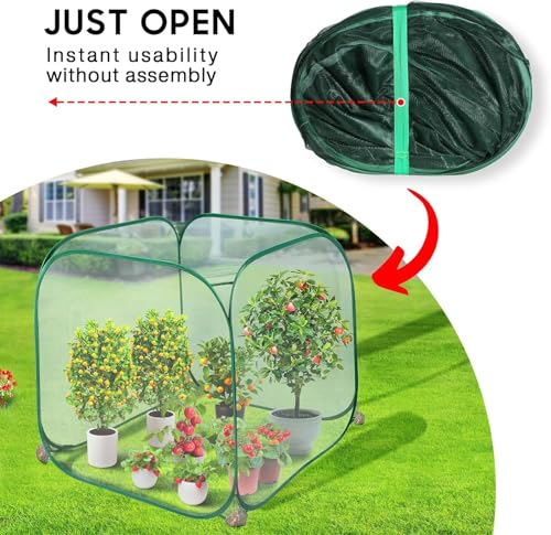 2Pc Pop Up Mesh Plant Cover,35x35x38'' Garden Netting for Insect Protection - color: Green, size: 2 pieces
