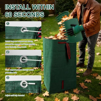 1 Pack 72 Gallon Reusable Yard Waste Bag + 1 Pair of Leaf Scoops