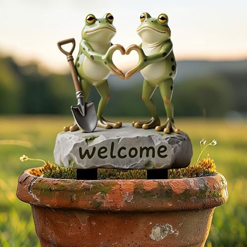 Friendly Frogs Acrylic Garden Stake, Indoor and Outdoor Garden Acrylic Decoration, Idea Gift for Flower Potted Ornament and Landscape Beautification, Suitable for Courtyards and Lawn - color: colorful-10