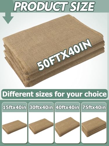 ANPHSIN 50ftx40in Large Natural Burlap Plant Covers Freeze Protection - size: 50ft