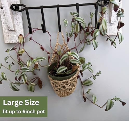2 Packs Macrame Wall Plant Hanger for 6 in, Small Hanging Plant Basket - color: Jute X 2pc