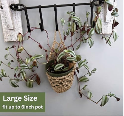2 Packs Macrame Wall Plant Hanger for 6 in, Small Hanging Plant Basket - color: Jute X 2pc