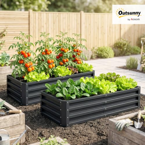 Outsunny 4' x 2' x 1' Galvanized Raised Garden Bed, Gray - color: Gray