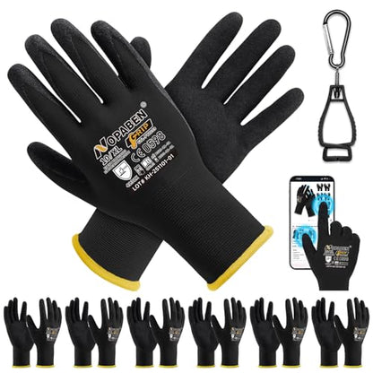 7 Pairs Safety Work Gloves Seamless Nylon Knit MicroFoam Nitrile Coated - size: X-Large, style: 7 Pairs,black