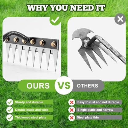 Garden Weeding Rake, Upgraded Detachable Weeder Puller Tool, Manganese Steel Iron Weeding Rakes for Weeding, Yard, Farm... (6 Tines)