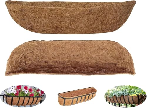 1 Pack 30 Inch Pre-Formed Trough Coco Liner for Window Boxes & Railing Planters, Thickened Natural Coconut Coir Replacement Liner, No Cutting Needed, Durable for Outdoor Balcony Garden - size: 30inch/1Pack