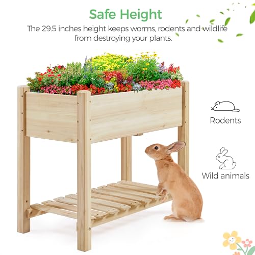 Yaheetech 34" Raised Garden Bed with Legs, Wooden Planter Box, 2Pcs - color: Natural Wood, size: 34" L x 18" W x 30" H(Set of 2)