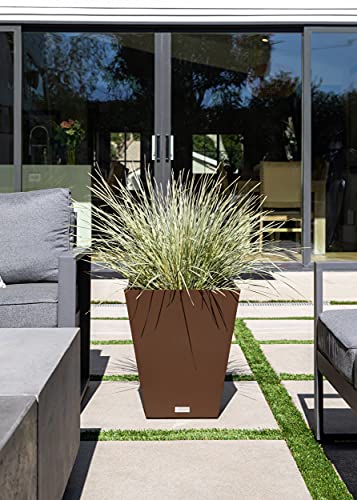 Veradek Pure Series Nobleton Planter - Tapered Square Outdoor Planter - color: Espresso, size: 18 inch - 2 Pack