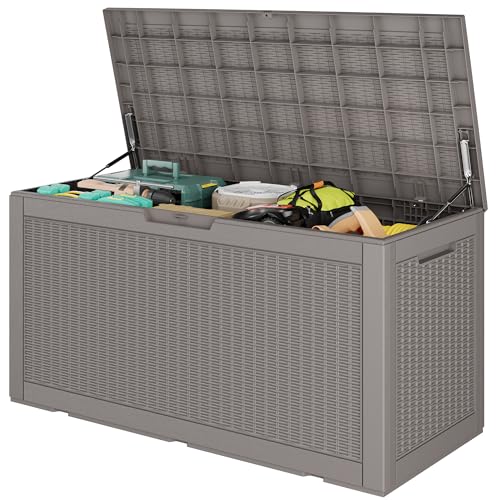 Outdoor Storage Waterproof Deck Box for Patio (100 Gallon, Grey) - color: Grey, size: 100 Gallon