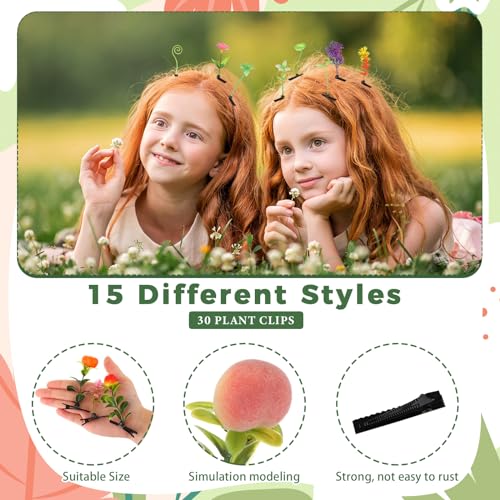 30 Pcs Rave Bean Sprout Hair Clips Plant Styles,Cute - style: Cute